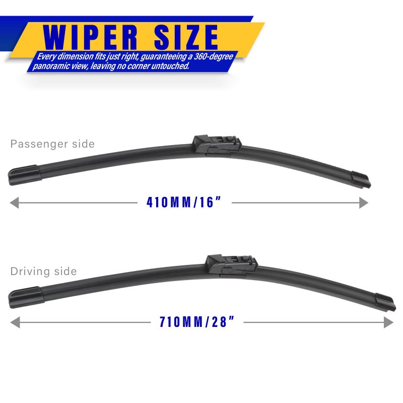 Rooppa 2 wipers Replacement for 2017-2018 2021 Toyota Prius Prime, Windshield Wiper Blades Original Equipment Replacement - 28"/16" (Set of 2) - Image 2